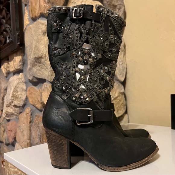 Frye Ilana Deco Studded Boots in Black - Picture 5 of 15
